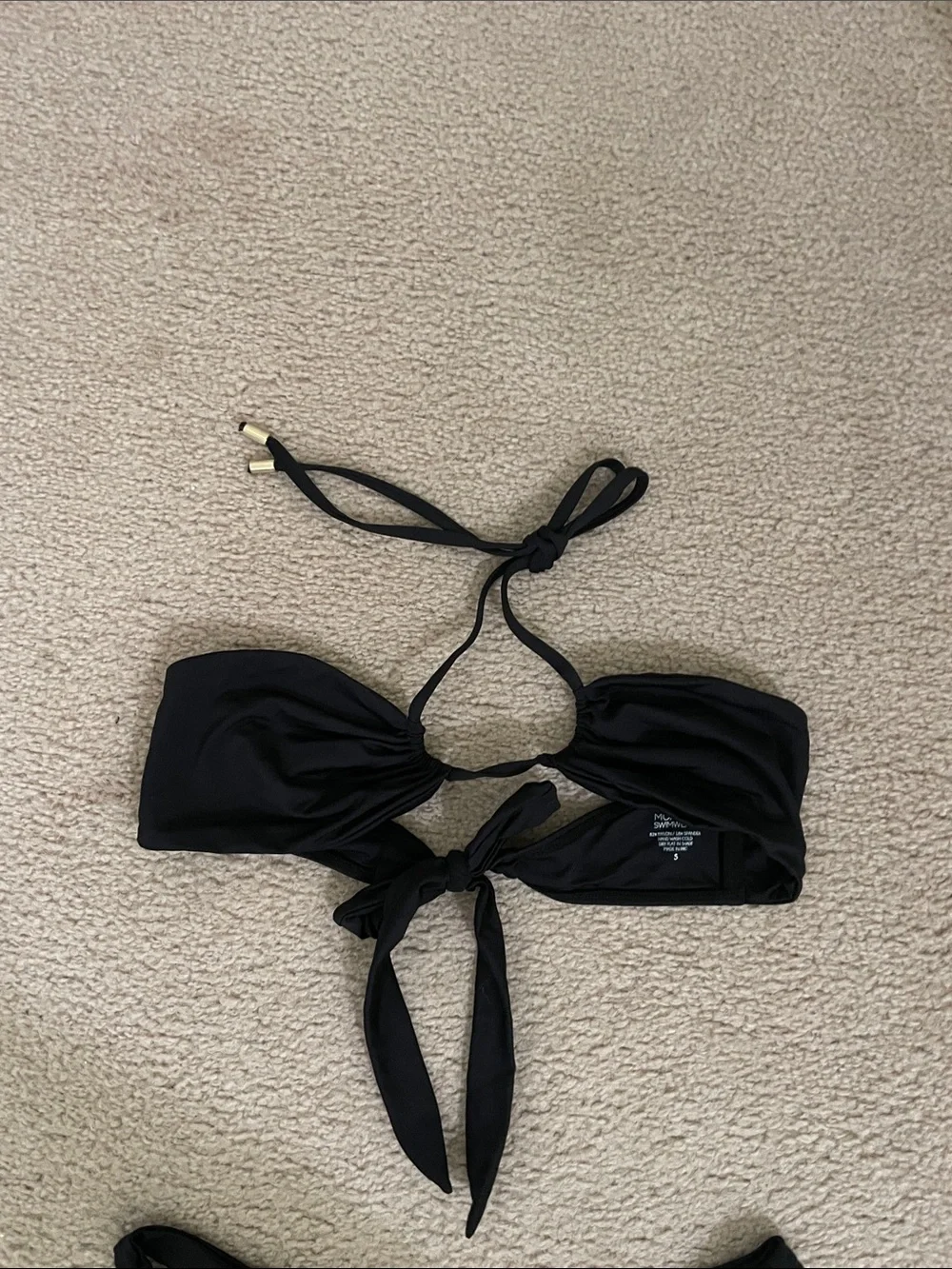 NWOT Monday Swimwear Black Halter Micro/Thong Bikini -Small